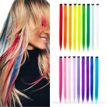 Clip Hair Extensions Clip-on Hairpieces Synthetic Clip-on Hair Attachment Seamless For Party Holiday Festivals Bright Color